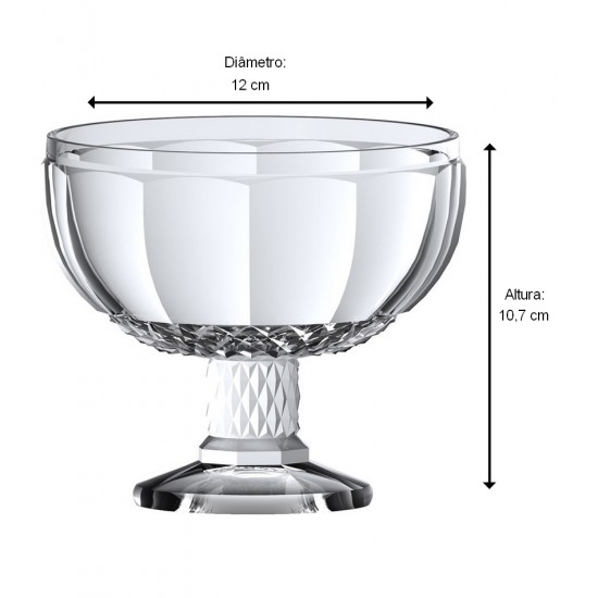 Taça 10,7cm Altura Por 12cm Diâmetro Para Sobremesa Splendor Em Cristal Ecológico